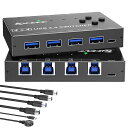 USB3.0スイッチセレクター4台のコンピュータで4つのUSB3.0ポートを共有、キーボードマウススイッチ用3.0スイッチ、MAC/WINDOWS/LINUXと互換性のあるUSBスイッチャー、有線リモートおよび4本の