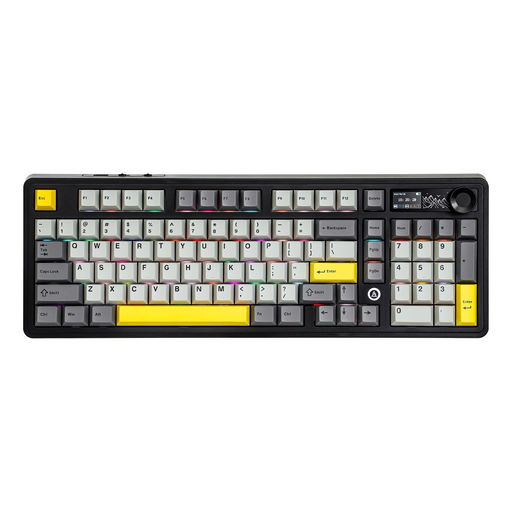 MECHLANDSAJAZZAK98098%メカニカルキーボードBT5.0/USB-C/2.4GHZワイヤレスゲーミングキーボードホットスワップ対応クリーミーカスタムキーボード1.14’’TFTスクリーンノブRGBWIN/MAC用
