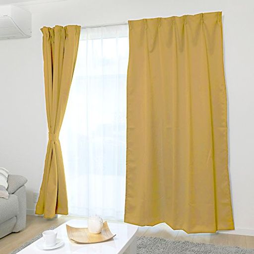 アイリスプラザ(IRIS PLAZA) カーテン 1級遮光 丈200cm 1枚 UVカット率85 【節電/省エネ】断熱効果50 保温効果30 以上 洗濯機対応 リビング 寝室用 プライバシー保護 幅150cmx丈200cm イエロー