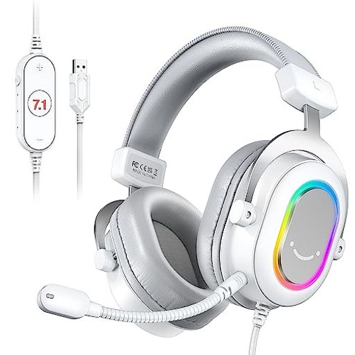 FIFINEゲーミングヘッドセット7.1chサラウンドサウンド対応ゲーミングヘッドフォンRGB付きオーディオコ..