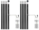 SUTEKUSアルミ合金製テントポールメインポールサブポールランタンハンガー&トップボール付き19MM肉厚1.5MM長さ190センチX2本セット(ブラック)