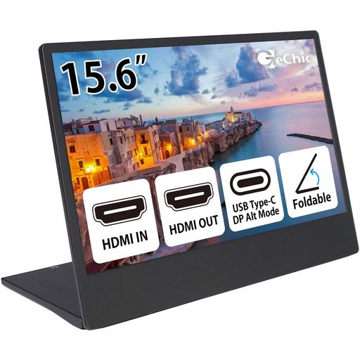 GeChic モバイルモニター On-Lap M505E 15.6インチ フルHD(1920x1080)液晶 USB Type-C/HDMI ハイブリッド映像入力 HDMI出力 IPS液晶 ブルーライト軽減 在宅ワーク用