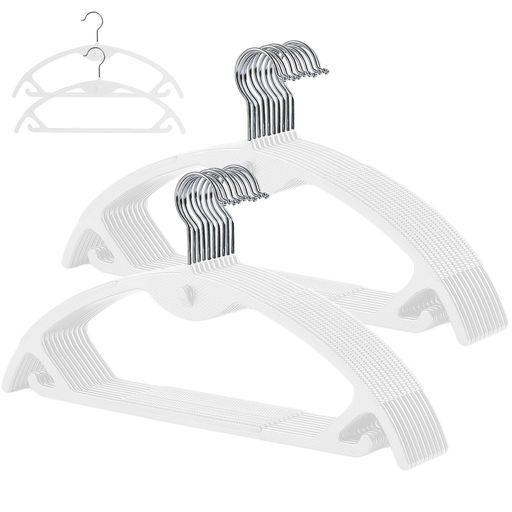 Artifiハンガーかたくずれ防止すべらない20本組跡がつかない連結フック付きスーツハンガー洗濯物干し360度回転多機能ハンガースリム収納おしゃれ(ホワイト)
