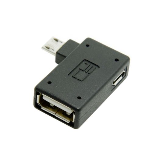 CHENYANGMICROUSBOTG電源アダプター2イン1マイクロUSBオス右向き矢印USB2.0メス90度左角度コネクタアダプター