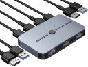 「2023」KVMスイッチ、ABLEWEHDMIKVM切替器2入力1出力PC切替器4K解像度HDモニターマウスキーボードプリンター共有できる切替器電源付きUSB...