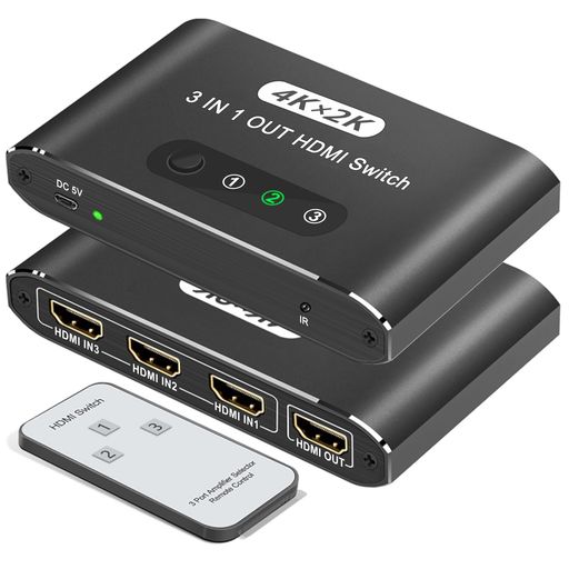 【3PC切替】HDMI切替器3入力1出力4KHDMIスイッチャーワンタッチ切替手動SWITCHERセレクターアルミ切替機PCPS5PS4NINTENDOSWITCH対応リモコン付き