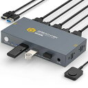 KVMスイッチHDMI2入力1出力USB3.0KVM切替器パソコン2台モニター1台切り替え4K@60HZパソコン切替器には3本USBポート共有キーボードとマウス