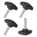 MMETERXITY4個セットのサムねじM6X30MMティーウィングノブ木工/機械/装置用のプラスチックTハンドルクランピングノブ締め付け用スレッドサムねじ黒