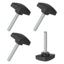 MMETERXITY4パックのサムねじM6X40MMのTウィングノブ木工/機械/装置用のプラスチックTハンドルクランピングノブ締め付け用スレッドサムねじ黒