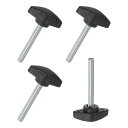 MMETERXITY4パックのサムネジM6X50MMのTウィングノブ木工/機械/装置用のプラスチックTハンドルクランピングノブ締め付け用スレッドサムスクリュー黒