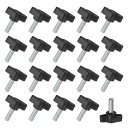 MMETERXITY20パックのサムスクリューM6X16MMのTウィングノブ木工/機械/装置用のプラスチックTハンドルクランピングスクリューノブメトリックスレッドサムスクリュー黒