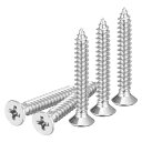 DTGN50個M5X35MMフラットヘッド木ネジ304ステンレス鋼十字頭自己攻釘-木工家具に適しています-シルバー
