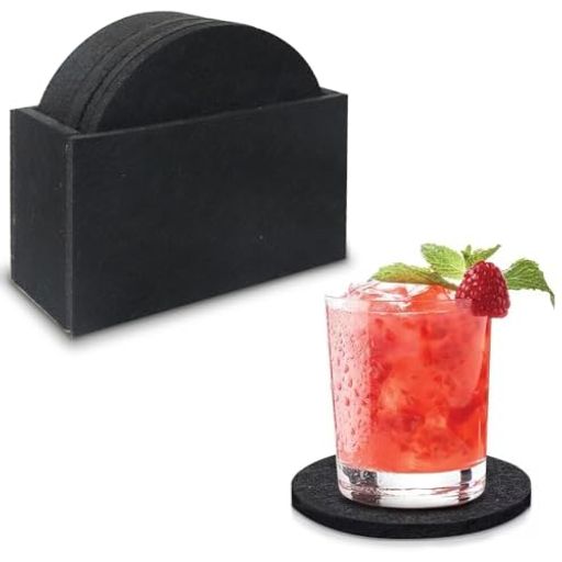 コースターフェルト吸水コースターおしゃれ吸水速乾断熱パッド厚手円形収納ケース付き8枚セット