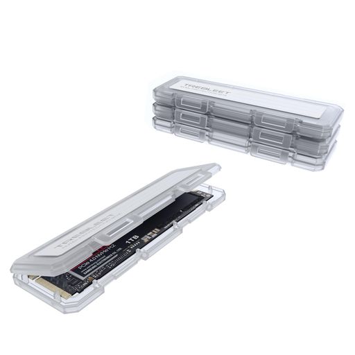 4パックNVMeケース保護ボックスM.22280SSDポータブル用、静電気防止、耐衝撃、防塵機能付き