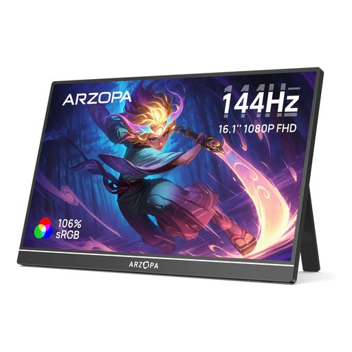ARZOPA 16.1インチ ゲーミングモニター 144Hz モバイルモニター フルHD IPS非光沢パネル 自立スタンド付 HDR対応 ブルーライト軽減 Switch/PS5/PC対応 USB/Type-C/mini HDMI Z1FC