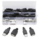 PENGLIN20セットUSB2.0タイプAメス/オスコネクタ黒いプラスチックカバー付き4ピンDIY用のUSB2.0プラグコネクタ(オス10セット+メス10セット)