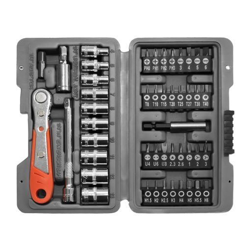 Tool Kits - STEELMIGHTソケットレンチセットビットセットビットラチェットセット差込角6.35mm1/4”47点組ラチェットレンチラチェットハンドルセット車修理機械メンテナンスDIY作業対応