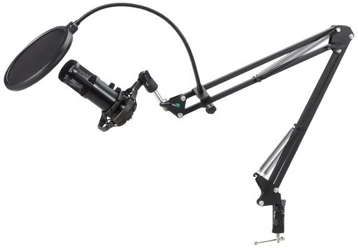 CENSREALコンデンサーマイクBM-U800単一指向性USBマイク多機能三脚スタンドクランプアーム式ブラック