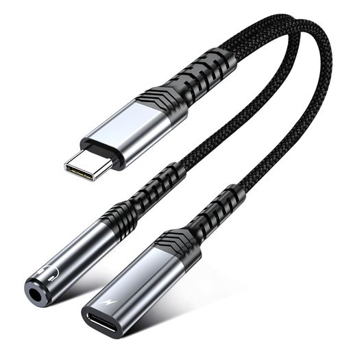 Topamz USB-C イヤホンジャック変換アダプタ 2in1 PD60W 充電対応 充電しながらイ...