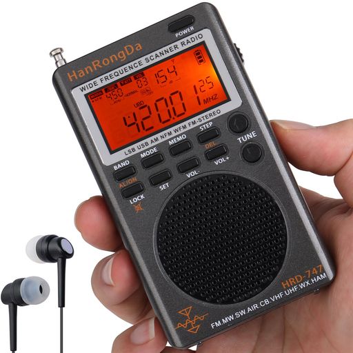 楽天Happy night RainbowHanRongDaフルバンドラジオSSB/FM/中波/短波/CB/航空/VHF/UHF/HAMポケットタブルエアバンドレシーバーTYPE-C充電式1000局メモリーミュートとキーロック機能ジョギングウォーキング防災旅行に最適