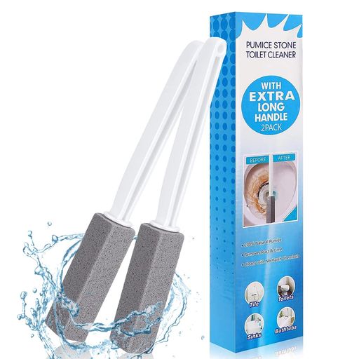 尿石落としトイレ掃除トイレクリーナー2本セット【2024新進化!長いハンドル手を汚さずに掃除】黄ばみ黒ずみクリーナー強力除去尿石除去剤トイレ水垢取り軽石掃除用具(グレー)