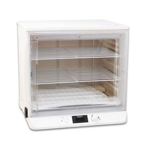外形寸法:(約)幅x奥行x高さ 495x415x455mm 庫内寸法:(約)幅x奥行x高さ 434x348x400mm (約60L) 重量(約)7.5kg(付属品を含む) 生産国:日本 付属品:加湿皿 / 棚板 2枚 / コンベクションボード(下段用棚板) / 取扱説明書 ※加湿皿はステンレス製になります