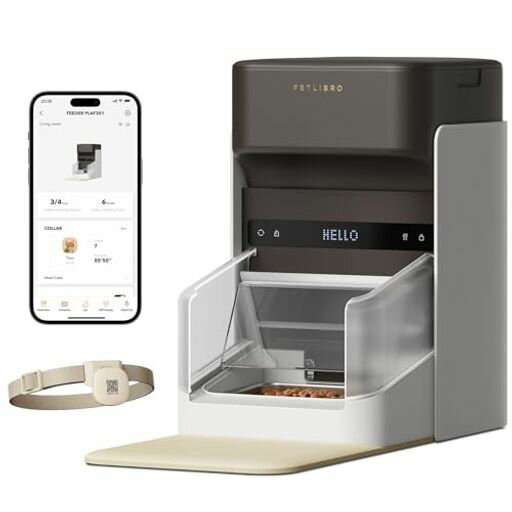 PETLIBRO自動給餌器自動えさやり器餌やり器食器RFIDライト付き首輪タグタグ識別と作動個別管理5GWi-Fi対応アプリ操作可能横取り防止1日食設定可能猫用3L容量ゴールデンウィーク留守対策