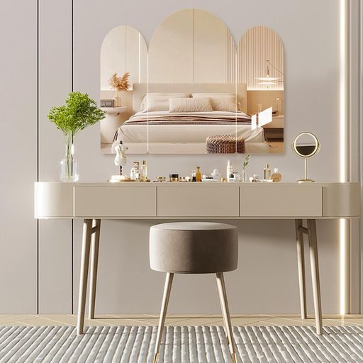 SEKIDARミラー鏡壁掛けおしゃれアクリルミラーウォールミラー割れない鏡HDフレームレスミラー丸ポンドアーチ壁掛け鏡貼る鏡飛散防止便利穴あけ不要軽量家庭の部屋の装飾や子供(半円形)