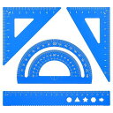PATIKIL三角定規プロトラクタースクエアルーラーセット4個アルミ合金ルーラー金属製図ルーラーツールキット幾何学プロトラクタークラスルーム教師用(ブルー21C...