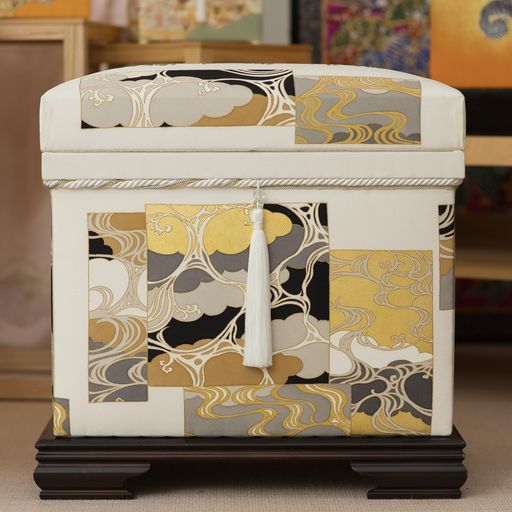 収納ボックスインテリア茶箱皇室献上作家藤井寛手描き京友禅「琳派水紋八ッ橋菖蒲図」20K防虫防湿収納..