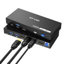 MT-VIKIUSB3.0KVMスイッチHDMI、4K@60HZ/2K@144HZKVM切替器、2PC-1モニタKVM、USB3.0ポートx4(USB-A*3+USB-C*1)
