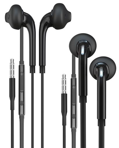 3.5mmジャック有線ヘッドホン(2個セット)マイク付き AUX インイヤー ノイズキャンセリングイヤホン 対応Samsung Androidスマホ タブレット PC ゲーミング ハンズフリー 音量調整 音楽 ヘッドセッ…