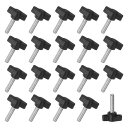 MMETERXITY20パックのサムスクリューM6X25MMのT字ウィングノブ木工/機械/装置用のT字ハンドルクランプネジノブメトリックスレッドサムスクリュー304ステンレススチール黒