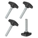MMETERXITY4個セットのサムねじM8X40MMティーウィングノブ木工/機械/装置用のプラスチックTハンドルクランピングノブ締め付け用スレッドサムねじ黒