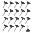 MMETERXITY20パックのサムスクリューM8X40MMのTウィングノブ木工/機械/装置用のプラスチックTハンドルクランピングスクリューノブメトリックスレッドサムスクリュー黒