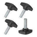 MMETERXITY4パックのサムねじM8X25MMのTウィングノブ木工/機械/装置用のプラスチックTハンドルクランプノブ締め付け用スレッドサムねじ黒