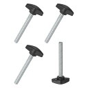 MMETERXITY4パックのサムネジM8X60MMのTウィングノブ木工/機械/装置用のプラスチックTハンドルクランピングノブ締め付け用スレッドサムネジ黒