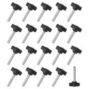 MMETERXITY20個入りのサムねじM6X40MMのT字ウィングノブ木工/機械/装置用のT字ハンドルクランプねじノブメトリックスレッドサムスクリュー304ステンレス鋼黒
