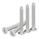 DTGN30個#12X1-3/4”フラットヘッドウッドスクリュー304ステンレススチール製十字頭自己攻釘-木工家具に最適-シルバー