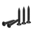 DTGN200個M3.5X25MMフラットヘッド木ねじ炭素鋼十字頭自己攻釘-木工家具に最適-黒