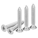 DTGN25個#10X1-1/4”フラットヘッドウッドスクリュー304ステンレススチール製十字頭自己攻釘スクリュー-木工家具に最適-シルバー