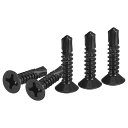 DTGN100個ST4.8X19MM自己ドリルねじ410ステンレス鋼フラットヘッド十字頭シートメタルねじ-木材から金属への使用に適しています家具-黒