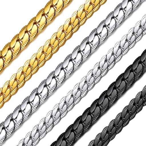 Rakuten - [ChainsHouse]喜平ネックレスメンズチェーンのみ黒サージカルステンレスチェーン錆びないブラック幅6mm長さ65cm
