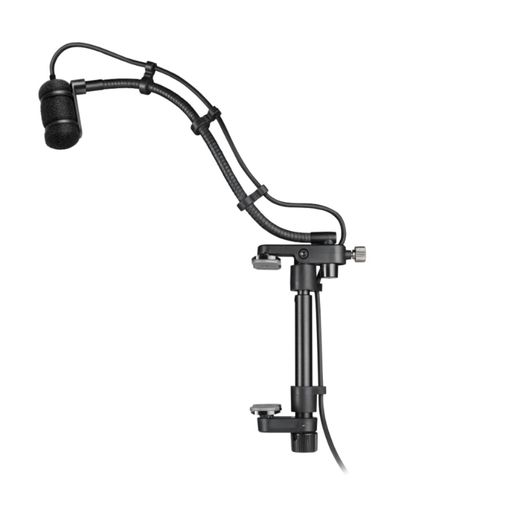 楽器収音用小型コンデンサーマイクロホン。 ギターなどに最適なパッド付きのクランプ式ロンググースネックマウントを付属。