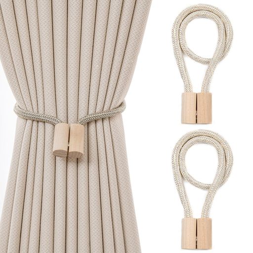 【マグネットカーテンタイバック】:このカーテンタイバックは最新のアップグレードされた磁気設計を採用し、より強力な磁気、簡単に落ちることはありません。カーテンタイバックの外観はエレガントでファッショナブルで、さまざまなスタイルのカーテンに完璧にマッチします。 【木製タッセルカーテン】:カーテンタッセルは本体木造で、接続部分はポリエステル糸で織られています。木にワニスを塗ったので、よりよく耐久性を持っています。高級感があふれるとともに、糸抜けるリスクがなく、和風に最適です。 【穴あけ不要、簡単使用】:当社のカーテンタイバックは、カーテンフック、工具不要、組み立てゼロ、数秒でカーテンを固定できます。それは壁のフックの完璧な代替品です。私たちのマグネットカーテンタイバックは穴あけ不要で、壁を傷つけません。 【多用途】:1つのシングルで2個、長さ52センチメートル、このカーテンタイバックの長さは、使用ニーズに応じて自由に調整することができ、タイバックはツイストすることができ、シングルタイバック、ダブルタイバック、ちょうどあなたの想像力が野生を実行させる。