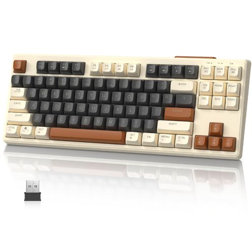 MAMBASNAKE+ZiYouLangM87ゲーミングキーボードワイヤレスBluetooth/2.4GHz80%87キーメンブレン式テンキーレスコンパクトキーボード快速接続最大3台マルチペアリング対応静音軽量化無線小型