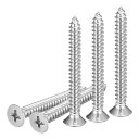 DTGN100個#10X1-3/4”フラットヘッド木ねじ304ステンレス鋼十字頭セルフタッピングねじ-木工家具に最適-シルバー