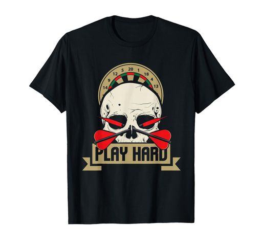 ダーツIダーツボードIスカルブルズアイチームダーツ Tシャツ