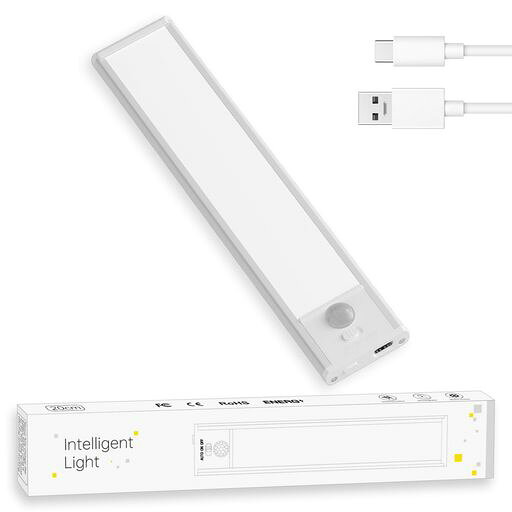 フットライト 【製品仕様】●商品名:LUTW人感センサーライト ● 電源:5V/1A ● 使用光源:LED*34枚 ● 本体寸法:(約)長さ200x幅40x高さ10mm ● 質量:約92g ● 充電時間:2.3時間 【人体感知モード】人感センサーと明暗センサーを搭載。最大3メートルの範囲で人の動きを感知し、離れると約25秒後に自動消灯します。周囲の明るさが強すぎると、センサーが自動的にライトをオフにしてエネルギーを節約します。 【どこでも自由な設置】厚さ10mmのスリム設計と強力なテープにより、壁や天井、家具など場所を選ばず簡単に設置可能。コンパクトながらしっかりと固定され、落下の心配もありません。 【手軽なUSB充電&amp;長持ちバッテリー】1500mAh電池内蔵、USB Type-C対応で、PCや既存の充電器から簡単に充電。フル充電で最大8時間連続点灯、AUTOモードなら約30日使用可能。充電の手間を軽減し、生活にゆとりを与えます。 【無段階調光&amp;3色温度】ワンクリック操作で電球色・温白色・昼光色の色温度を切替可能。さらに長押しで10%〜100%の明るさ調節もスムーズに。