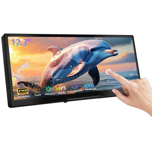 LCD 26 - 28 inches - 12.3インチのタッチスクリーンのモニター1920x720棒LCDの小型タッチ画面のモニターのラップトップのPCの温度Aida64GPUCPUのRAMの監視に適合する二次スクリーン携帯用表示HDMI